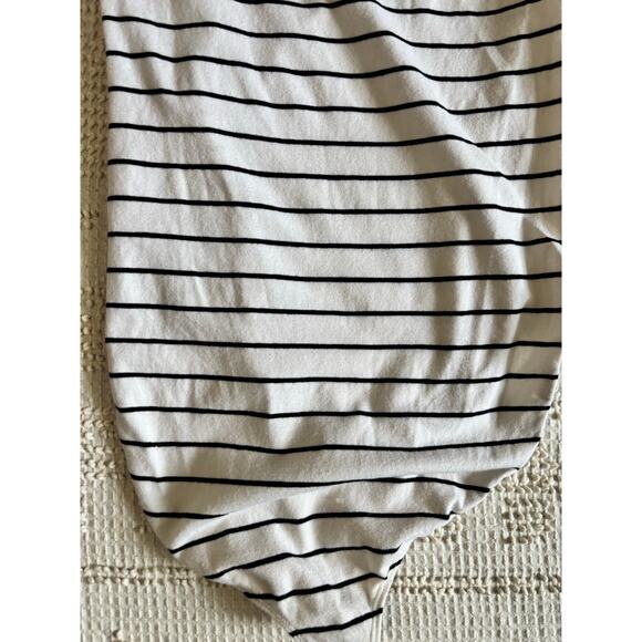 Express One Eleven Black and White Striped Body Suit Boat Neck Pre-Owned - Picture 10 of 11
